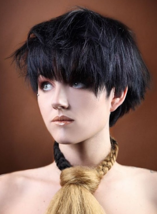 83 Cute Short Bob Hairstyles With Bangs Black Hair for Rounded Face