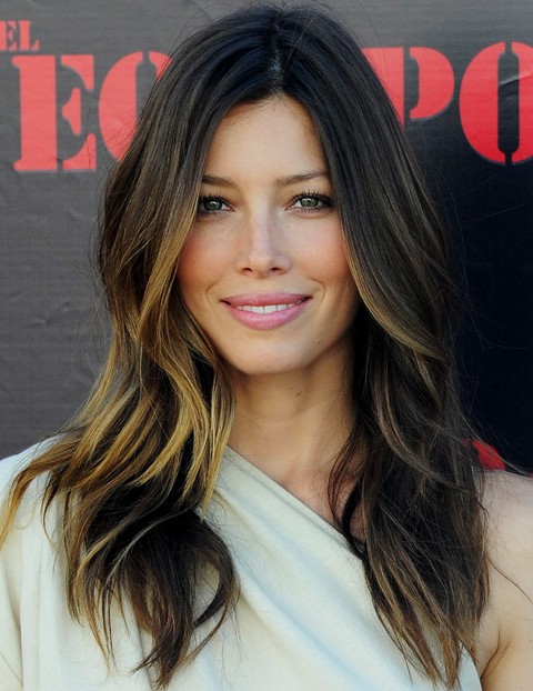 Jessica Biel Lang Frisyre:Ombre Hårklipp 