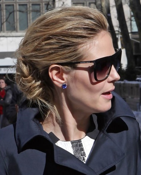  Heidi Klum Long Hairstyle: Messy Updo for Holiday