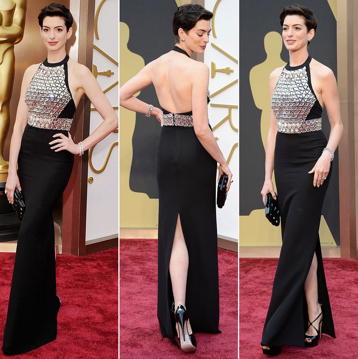 Anne Hathaways Crystal Embroidered Gucci Gown At The Academy Awards
