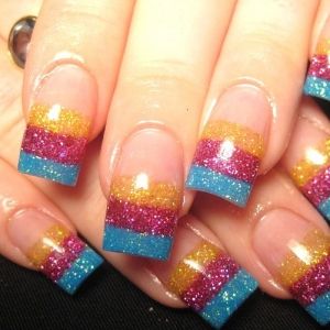 Uñas Color Block con Brillo