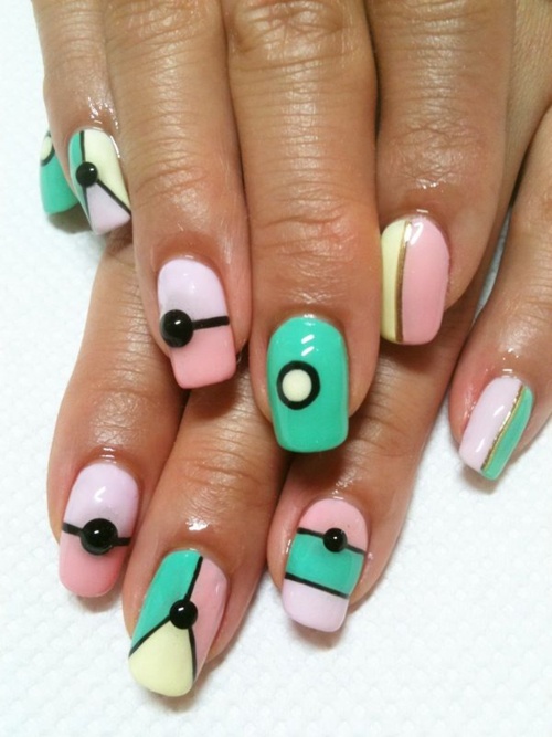 Pastel Color Block Nails