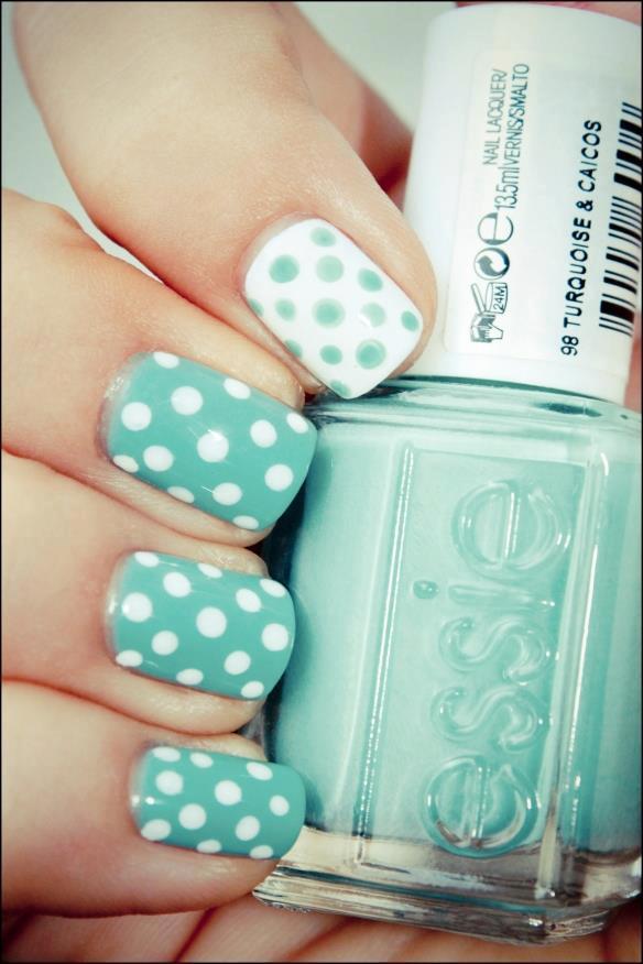 Babyblue Dotted Nail Design