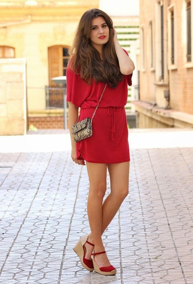 wedges and dress outfit