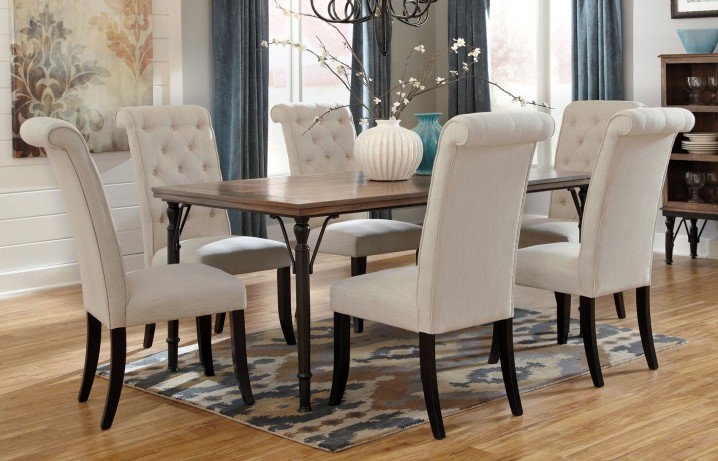 white tufted chair dining room