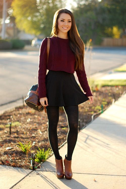 dress with tights and ankle boots