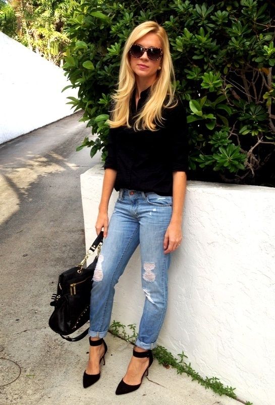 black heels and jeans