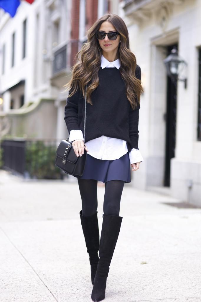knee high boots work outfit