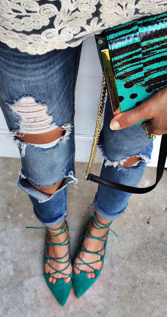 blue flats outfit