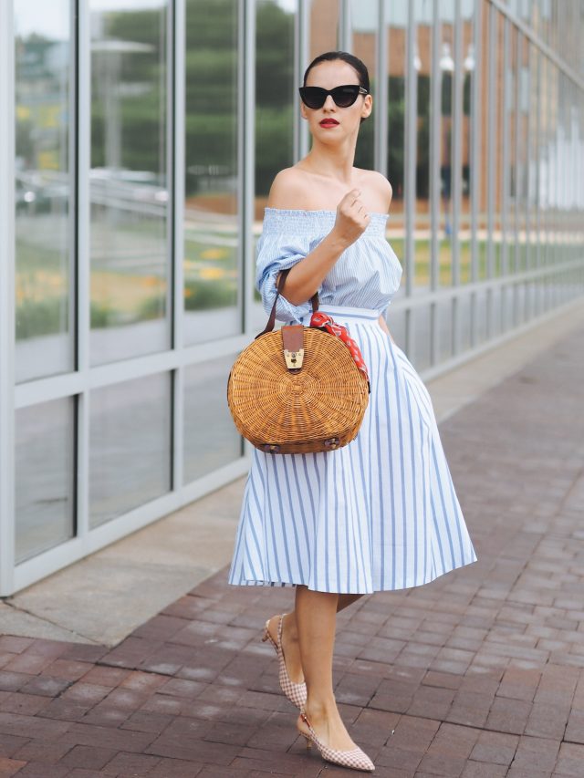 white striped skirt outfit