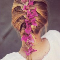 French Plait with Flowers - Hairstyles 2014