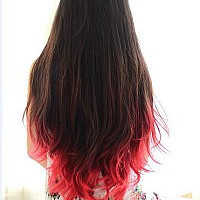 Long Wavy Red-edged Ombre Hairstyle