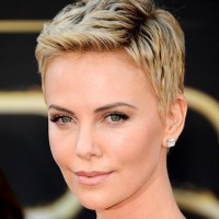 Charlize Theron Short Haircut: Cool Short Blond Closely Pixie Cut