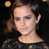 Emma Watson Short Haircut: Brunette Sleek Highlighted Pixie Cut