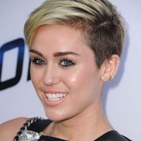 Miley Cyrus Short Haircut: Platinum Dip Dye Side-buzzed Pixie