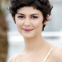 Audrey Tautou Short Haircut: Very Closely Chopped Brunette Curly Pixie Hair