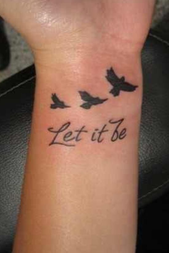 Quick start with lettering tattoos with chosen Let it be tattoos