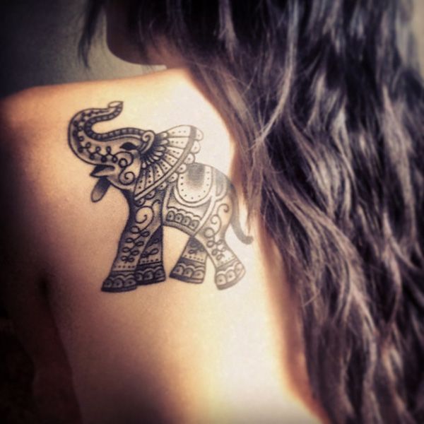 Feminine Elephant Tattoo with Flowers  FMagcom