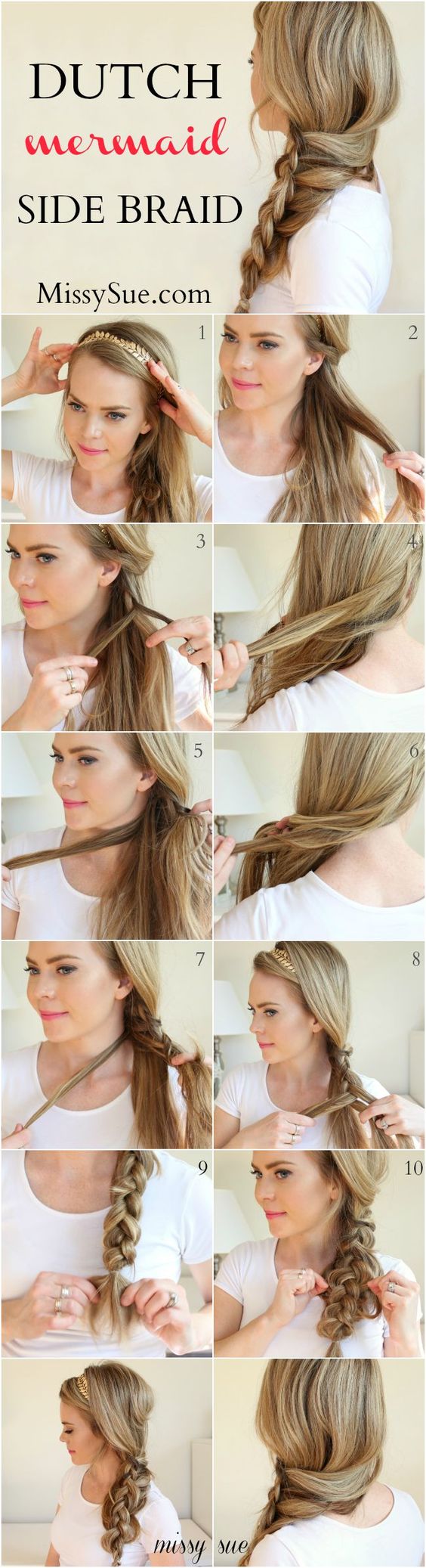 13 Step by Step Hair Tutorials to Style a Mermaid Braid - Pretty Designs