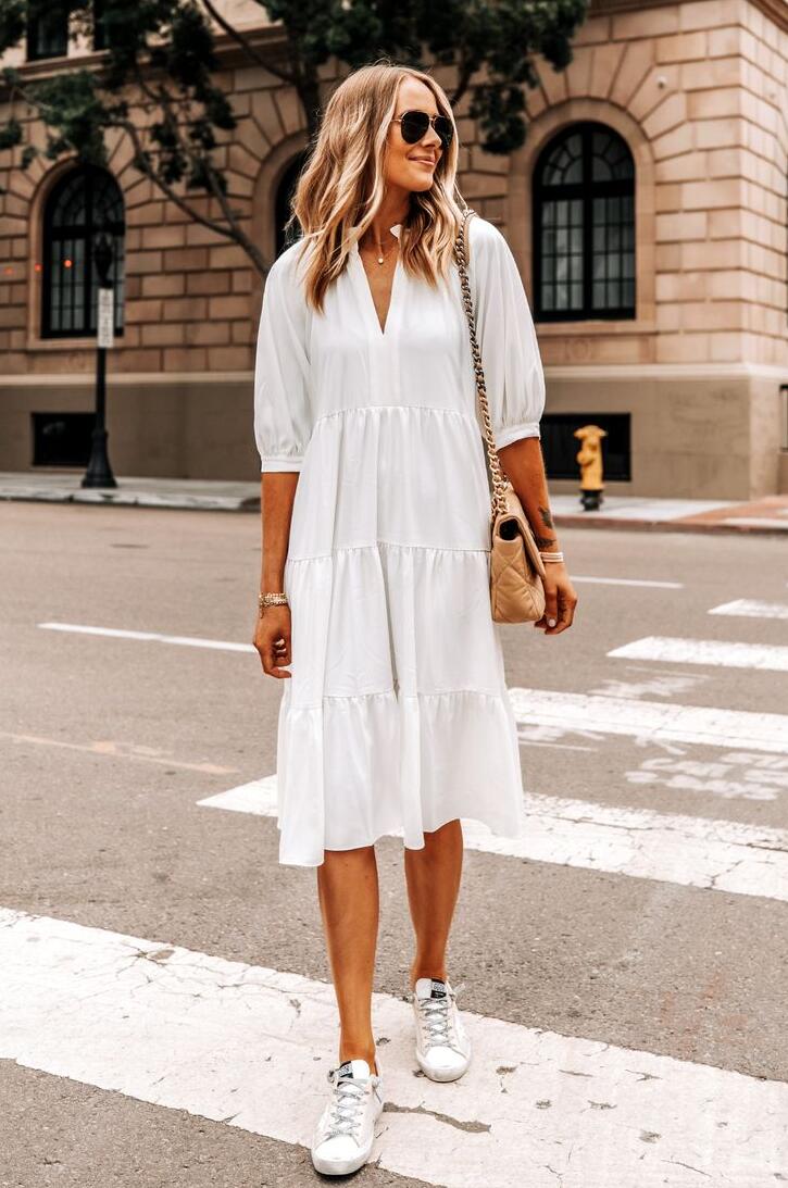 Denim Dress with White Booties… | Wear & When