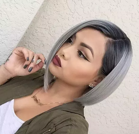 Grey Bob Haircut with Straight Hair Medium Bob Hairstyles