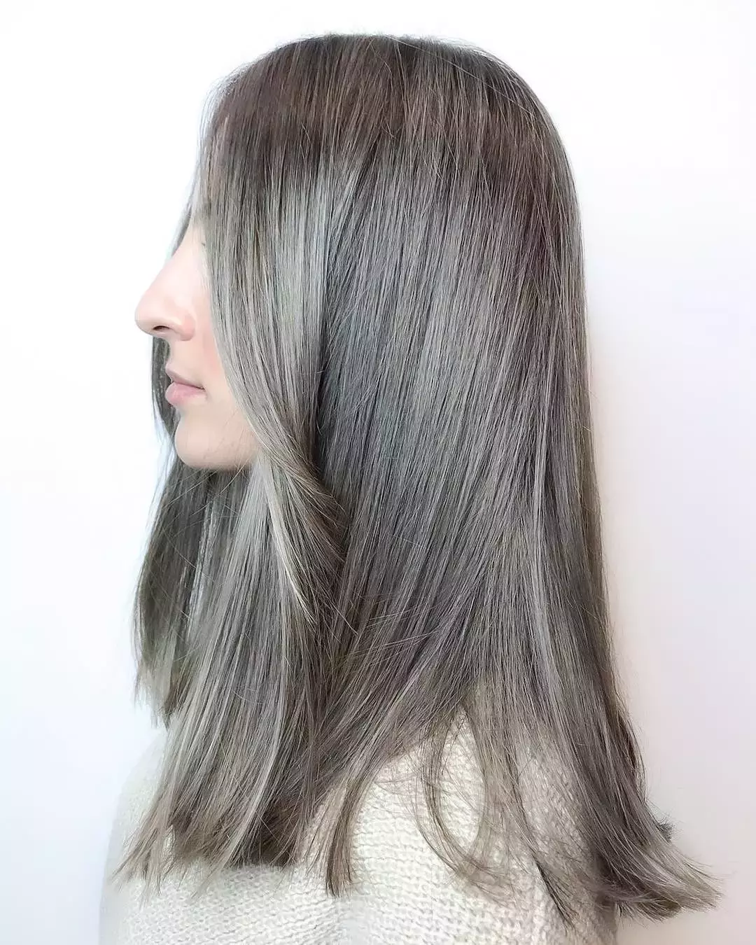 Muted Ash Gray Hair Color